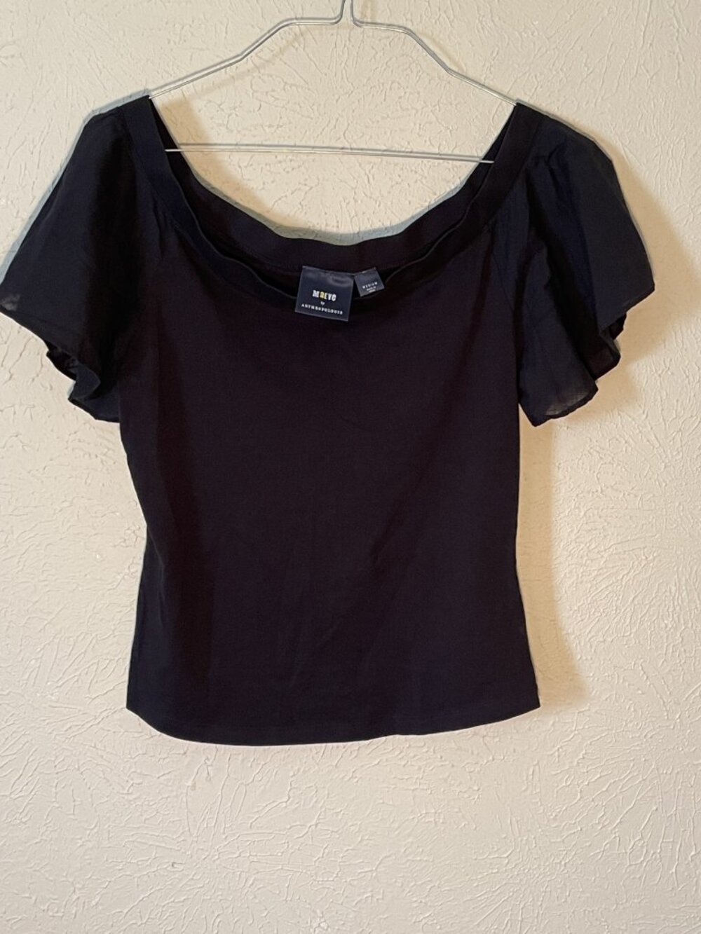 Maeve by Anthropologie Black off shoulder top, Size Medium